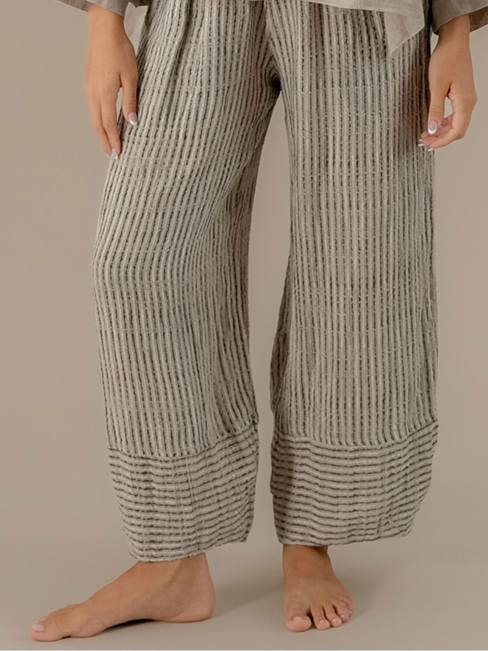 La Bottega di Brunella Light Olive Linen Wide-Leg Pants w/ Pockets!